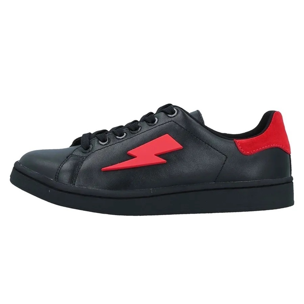 Women’s Neil Barrett Black Leather Tennis Trainer Thunderbolt Size 37 - Picture 4 of 7
